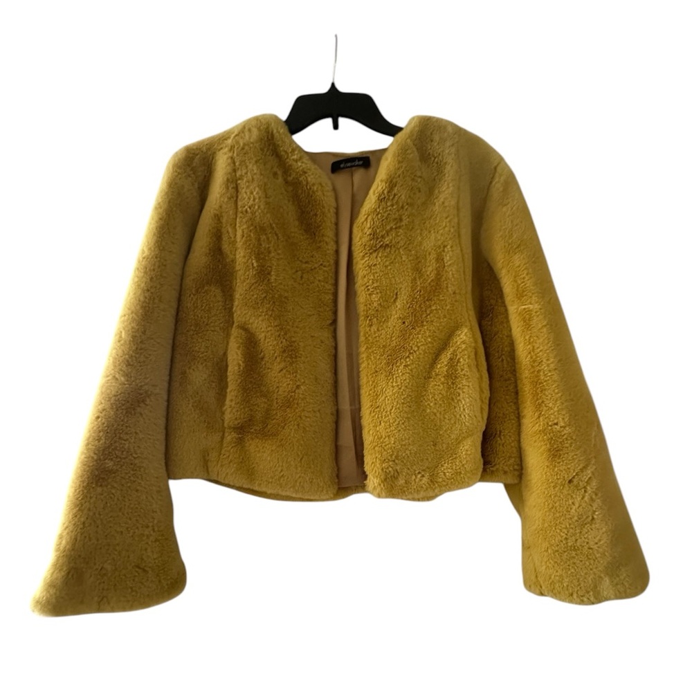 Elyse Walker Faux Fur Jacket Mustard Large